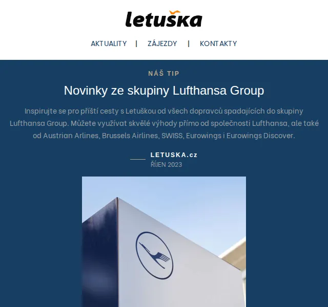Letuška.cz: Lufthansa Group, Emirates a KLM – červen 2026 | Nuslet.cz