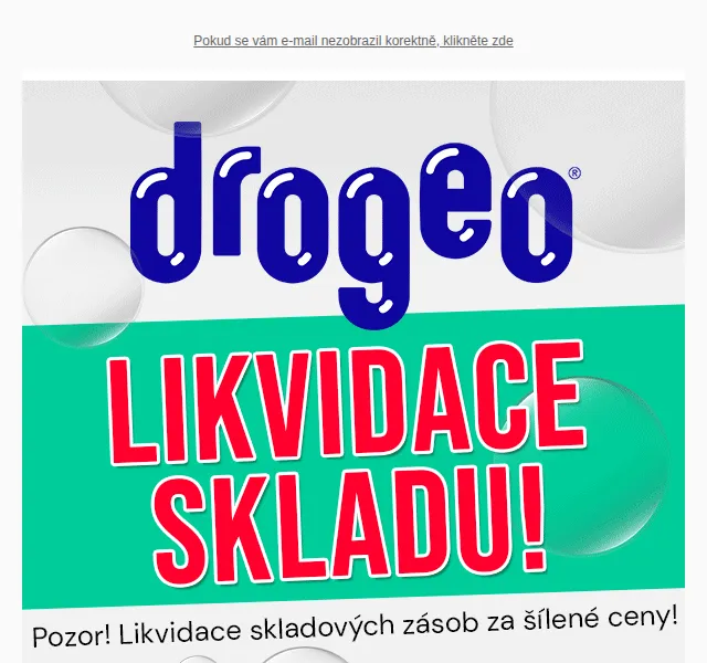 Drogeo: Likvidace skladu již od 15,50 Kč – červen 2026 | Nuslet.cz