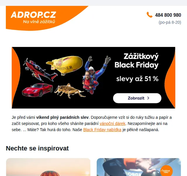Adrop: zážitkové dárky se slevou až 35 % – červen 2026 | Nuslet.cz