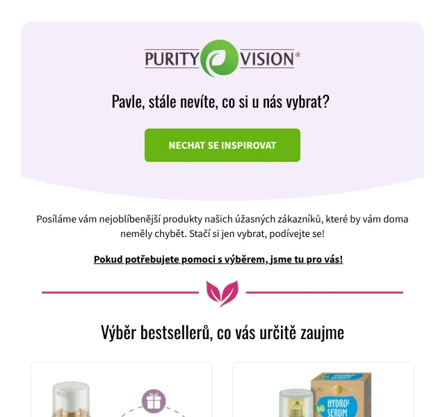 PURITY VISION: Bestsellery prírodní péče – srpen 2026