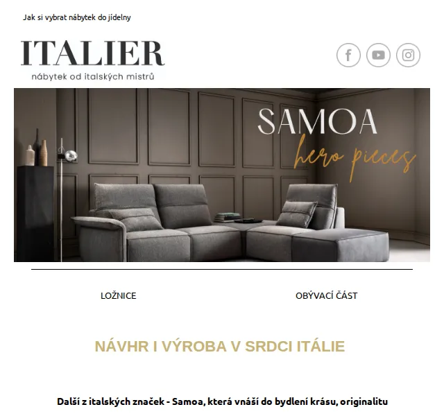 Italier: Samoa nábytek do jídelny – červen 2026 | Nuslet.cz