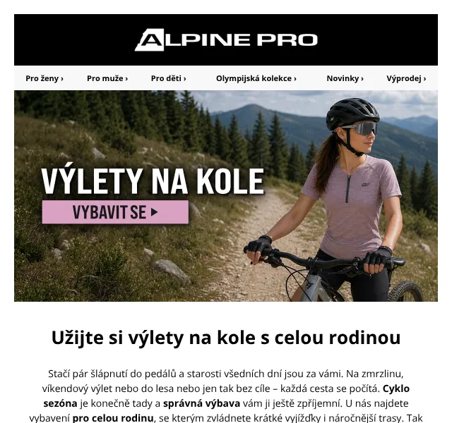 Alpine Pro: Cyklo vybavení pro rodinu – duben 2026 | Nuslet