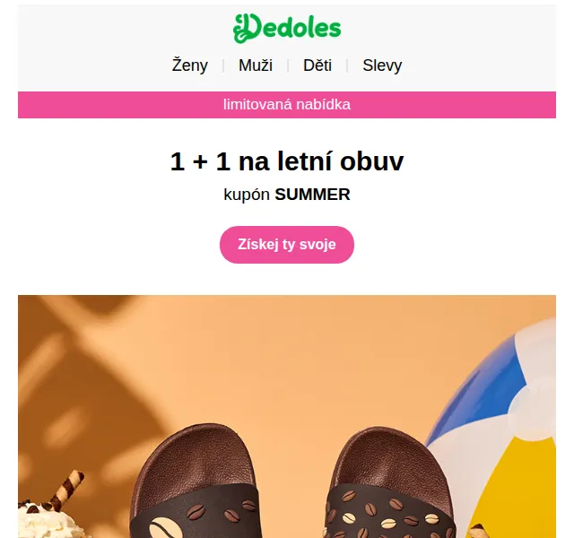 Dedoles.cz: 1+1 na letní obuv s kódem SUMMER – červen 2026 | Nuslet.cz
