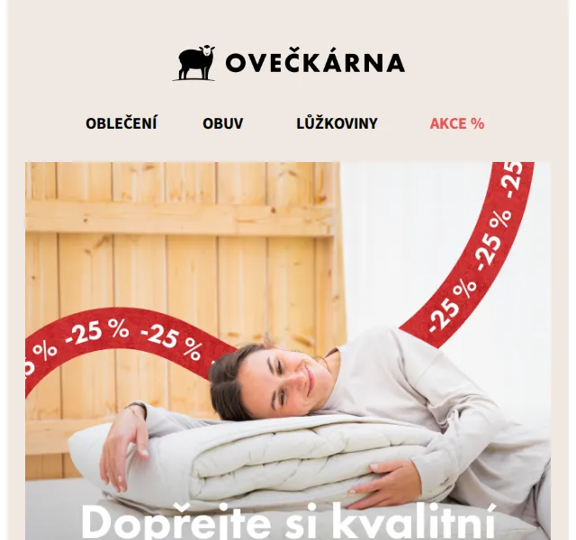 Ovečkárna: Sleva 25 % na lůžkoviny z ovčí vlny – červen 2026 | Nuslet.cz