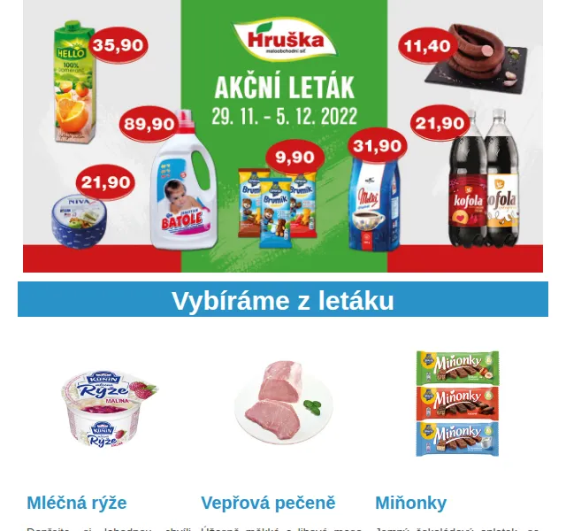 Váš HRUŠKA tým: Mléčná rýže od 19,90 Kč a vepřová pečeně 124,90 Kč – prosinec 2022 | Nuslet.cz