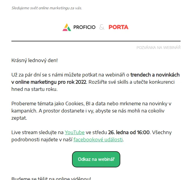 PROFICIO tým: Webinář Marketingové trendy 2022 – červen 2026 | Nuslet.cz