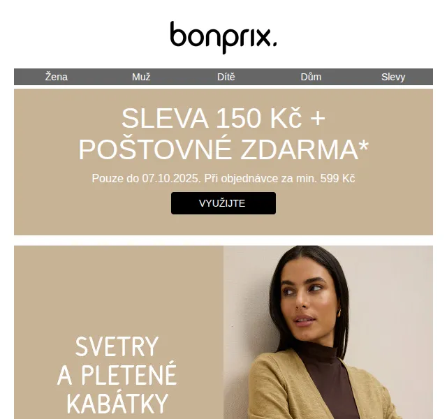 bonprix: 150 Kč sleva + poštovné zdarma – červen 2026 | Nuslet.cz