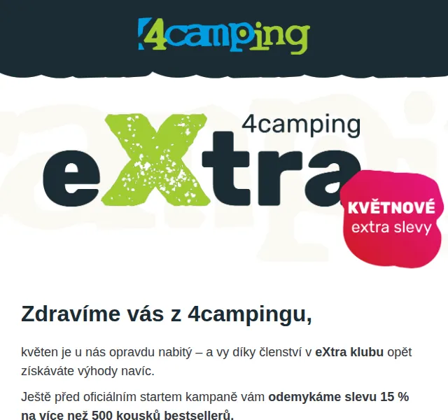 4camping: Sleva 15 % na bestsellery – červen 2026 | Nuslet.cz