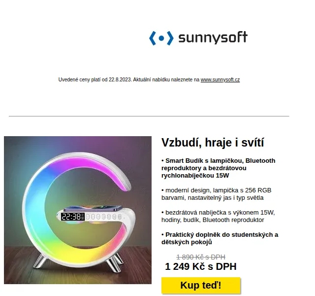 Sunnysoft: Smart budík, Xiaomi sluchátka a JBL reproduktor – červenec 2026 | Nuslet.cz