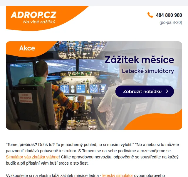 Adrop: Letecké simulátory a zážitky – červen 2026 | Nuslet.cz