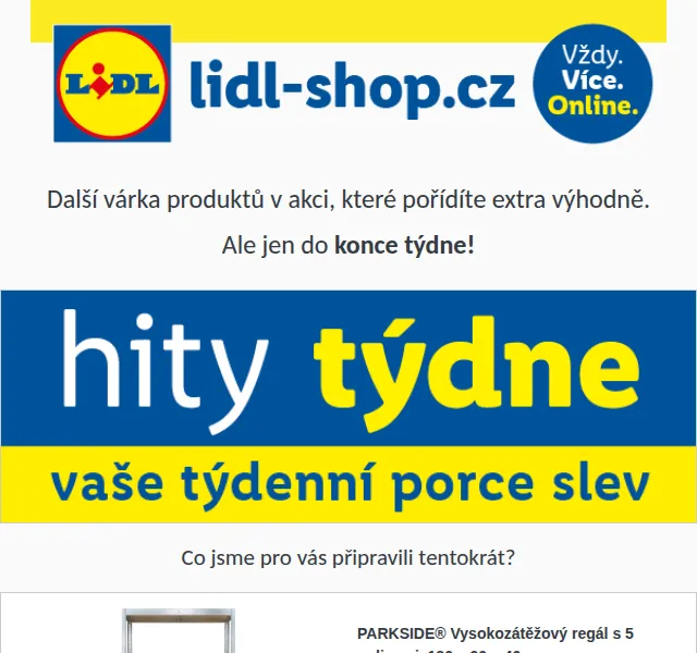 Lidl: Hity týdne – sekačky Parkside a regály se slevou až 66 % | červen 2026 | Nuslet.cz