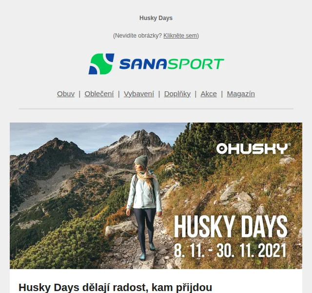 Sanasport: Husky Days slevy až 50 % – červen 2026 | Nuslet.cz