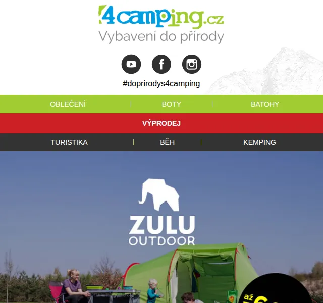 4camping.cz: Dny ZULU – slevy na stany, spacáky a karimatky – červen 2026 | Nuslet.cz