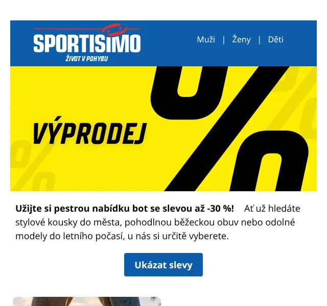 Sportisimo.cz: Sleva až 30 % na obuv – červen 2026