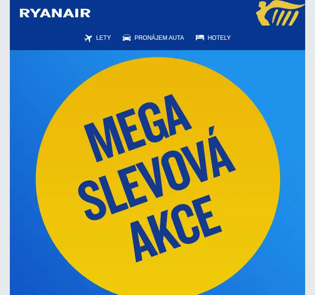 Ryanair: sedadla od 259 Kč – červen 2026 | Nuslet.cz