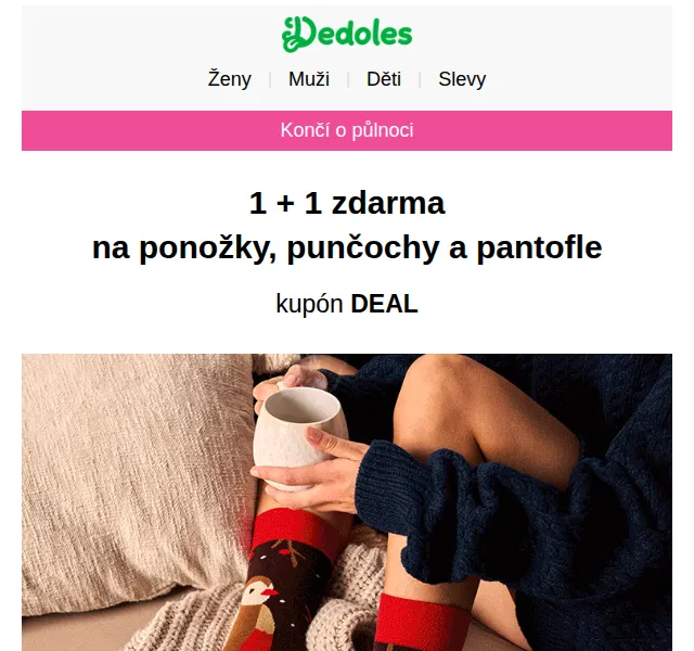 Dedoles.cz: 1+1 zdarma na ponožky a pantofle – červen 2026 | Nuslet.cz