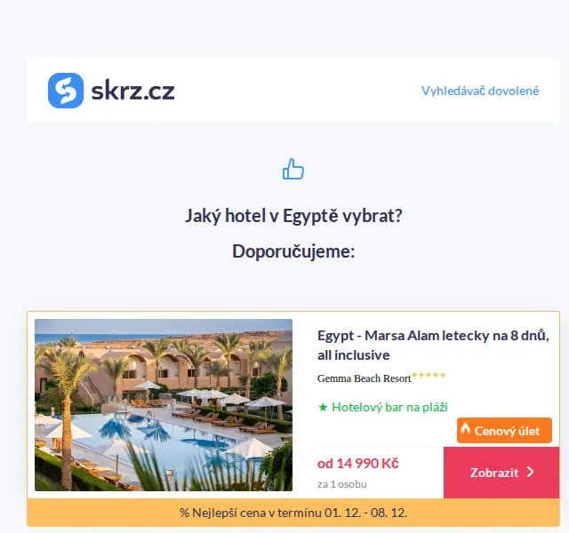 Vánoce na Skrz: Top 10 hotelů v Egyptě od 11 290 Kč – červen 2026 | Nuslet.cz