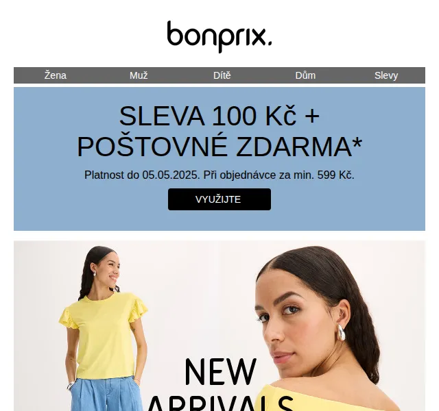 bonprix: SLEVA 100 Kč + poštovné zdarma – červen 2026 | Nuslet.cz