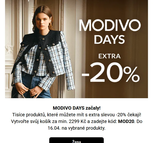 Modivo: MODIVO DAYS – extra -20 % na tisíce produktů – červenec 2026 | Nuslet.cz