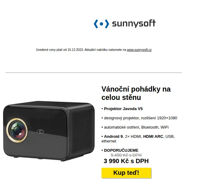 Sunnysoft: Vánoční nabídka projektorů a dárků – červen 2026 | Nuslet.cz