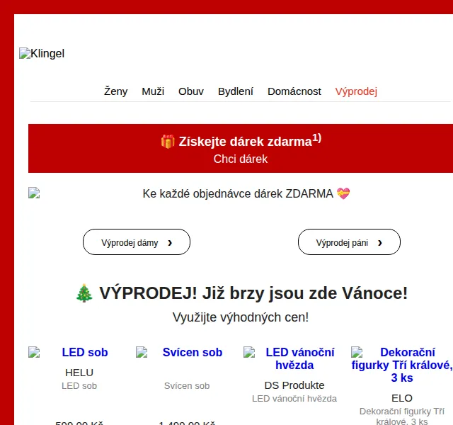 KLiNGEL: Vánoční výprodej – až 50 % | červen 2026 | Nuslet.cz