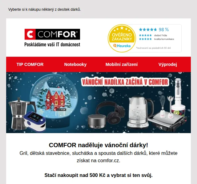 Comfor: Vánoční dárek zdarma při nákupu nad 500 Kč – červen 2026 | Nuslet.cz