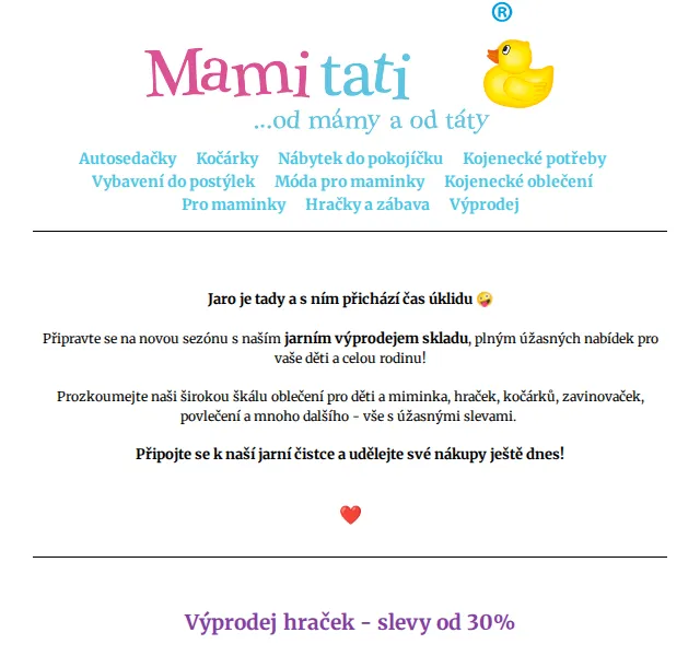 Mamitati.cz: Jarní výprodej skladu – slevy až 50 % – červen 2026 | Nuslet.cz