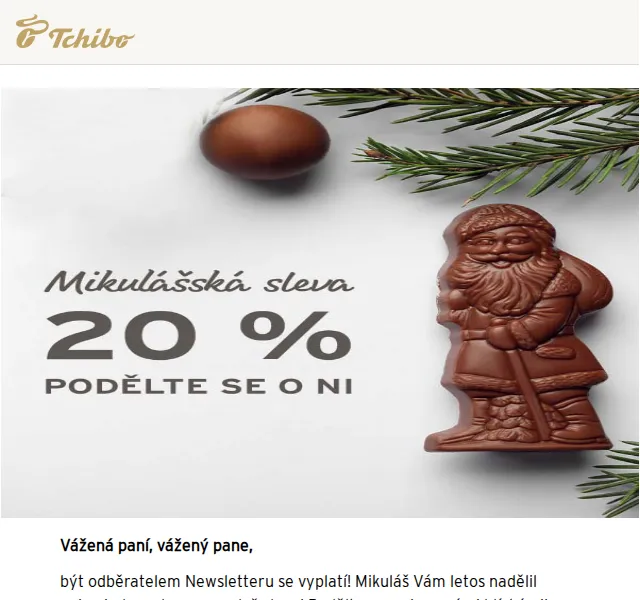 Tchibo: sleva 20 % – Mikulášská nadílka – Prosince 2024