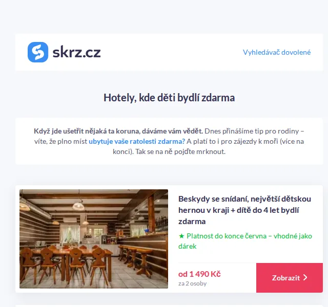 Vánoce na Skrz: Pobyty s dětmi zdarma – červen 2026 | Nuslet.cz
