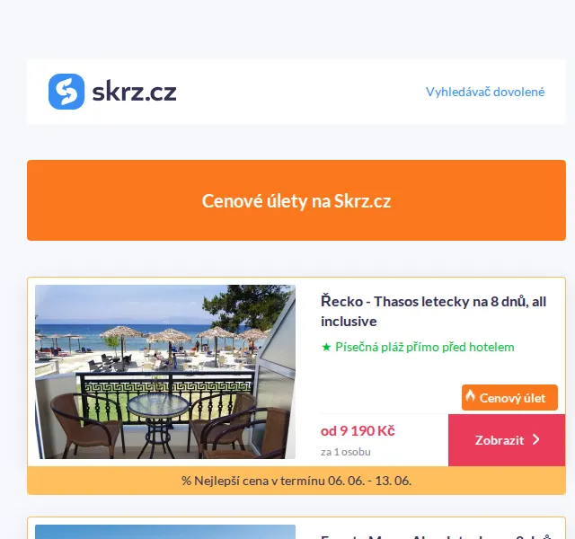 Skrz: Dovolená u moře od 4 999 Kč – červen 2026 | Nuslet.cz