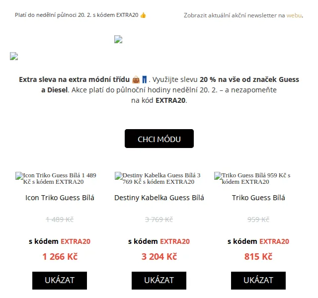 UrbanStore: Sleva 20 % na Guess a Diesel – červen 2026 | Nuslet.cz