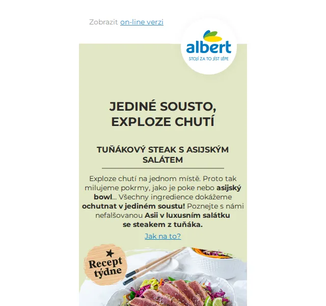 Albert: Tuňák žlutoploutvý steak – červen 2026 | Nuslet.cz