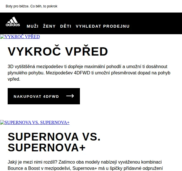 adidas: Běžecká obuv 4DFWD a Supernova – červen 2026 | Nuslet.cz