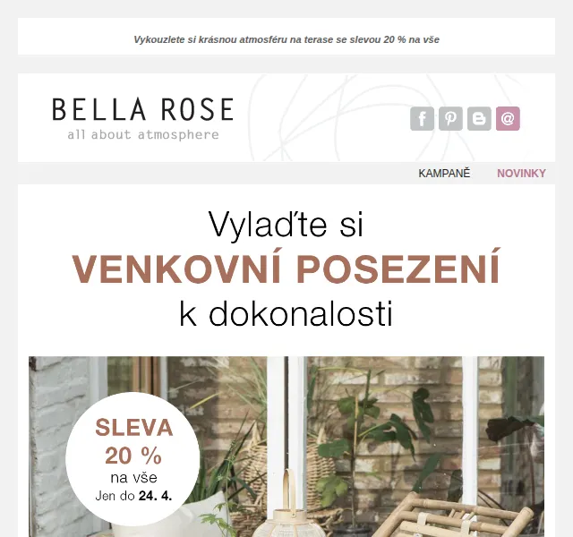 Bella Rose: SLEVA 20% na bydlení a zahradu – červen 2026 | Nuslet.cz