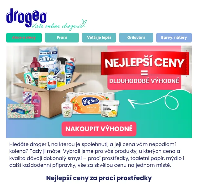 Drogeo: prací prostředky a drogerie od 49,90 Kč – červen 2026 | Nuslet.cz