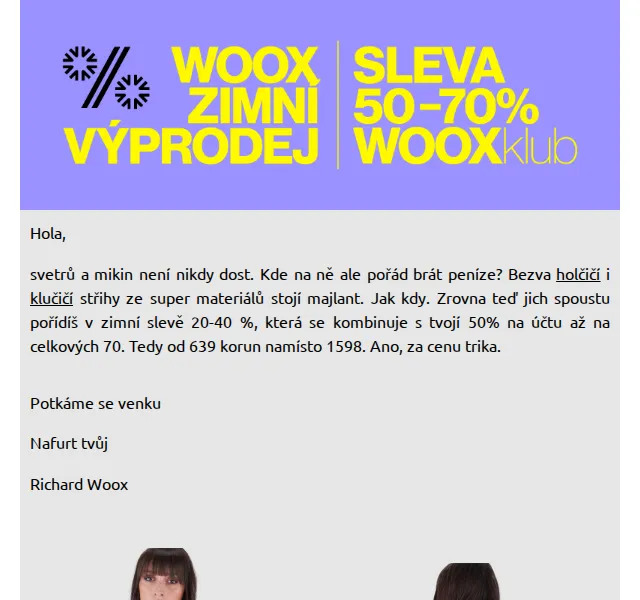 Richard Woox: zimní sleva 20-40 % + 50% na účtu – červen 2026 | Nuslet.cz