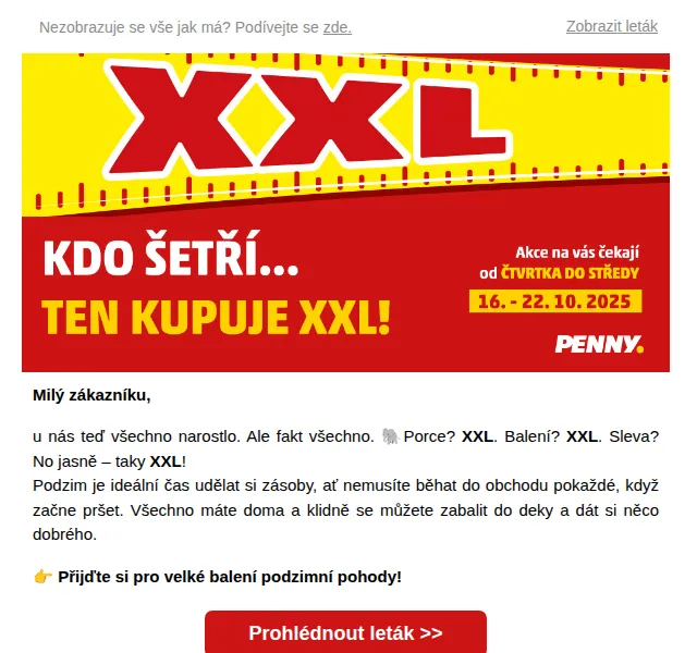 Penny: XXL balení a slevy – říjen 2025 | Nuslet.cz