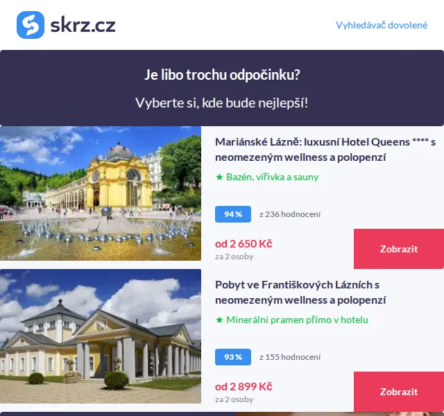 Vánoce na Skrz: relax v českých lázních od 2 650 Kč – červen 2026 | Nuslet.cz