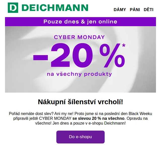 DEICHMANN: Sleva 20 % na vše – listopad 2023 | Nuslet.cz