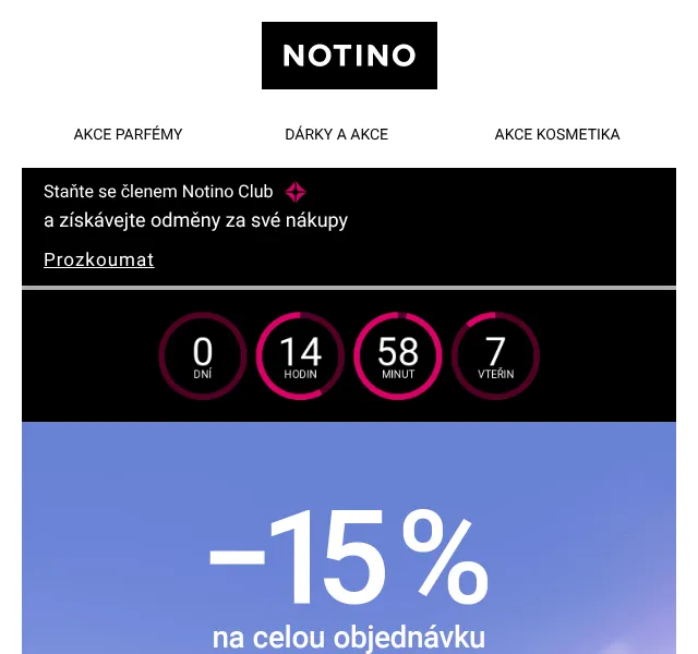 Notino: 15 % sleva na nákup nad 300 Kč – květen 2026
