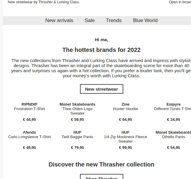 BLUE TOMATO: Streetwear Thrasher & Lurking Class – červen 2026 | Nuslet.cz