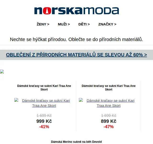 Norskamoda.cz: Sleva až 60 % na oblečení z přírodních materiálů – červen 2026 | Nuslet.cz