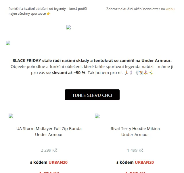 UrbanStore: Under Armour až −50 % – červen 2026 | Nuslet.cz