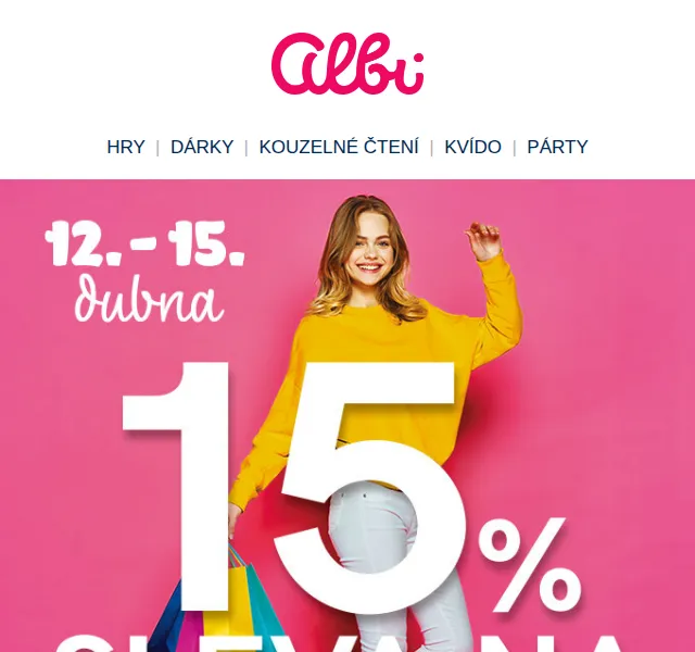 Albi: sleva 15 % na celý nákup – červen 2026 | Nuslet.cz