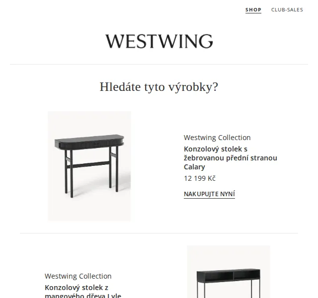 Westwing: konzolové stolky Calary a Lyle – červen 2026 | Nuslet.cz