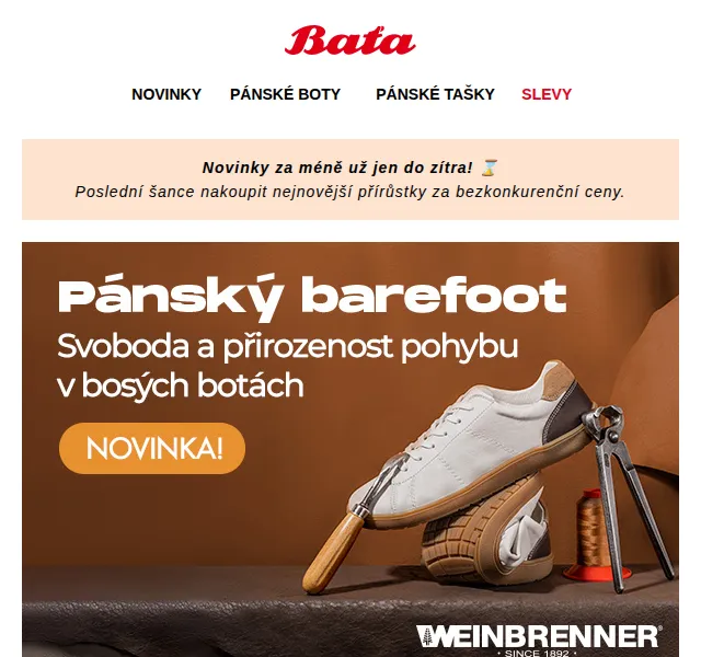 Baťa: barefoot boty Weinbrenner od 2 399 Kč – červen 2026 | Nuslet.cz
