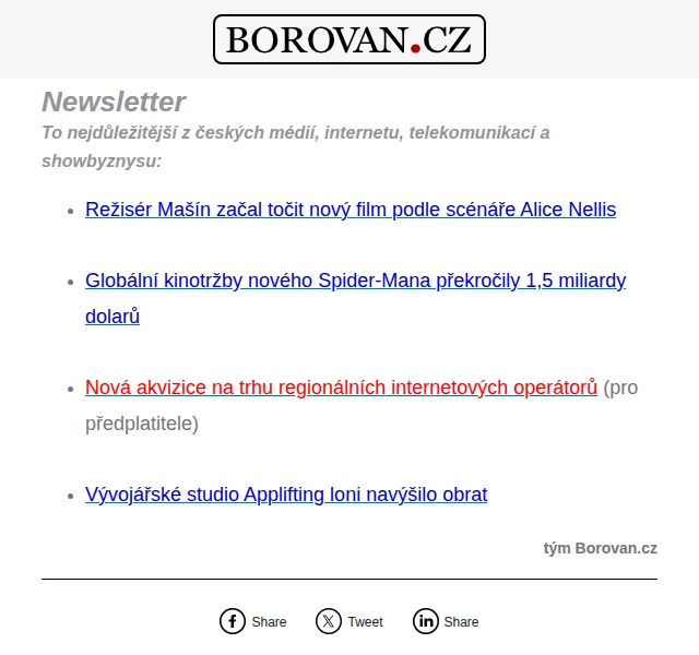 Aleš Borovan: film, Spider-Man, akvizice – červen 2026 | Nuslet.cz