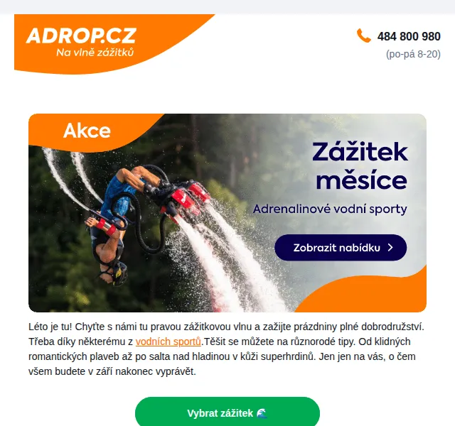 Adrop.cz: Zážitek na vodě od 755 Kč – červen 2026 | Nuslet.cz