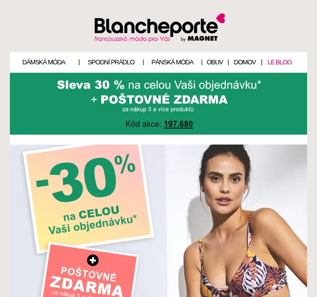 Blancheporte: -30 % na plavkové novinky – červen 2026 | Nuslet.cz