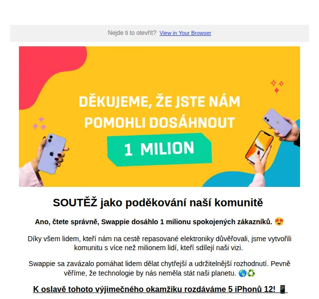 Swappie: Giveaway iPhone 12 k 1 milionu zákazníků – červen 2026 | Nuslet.cz